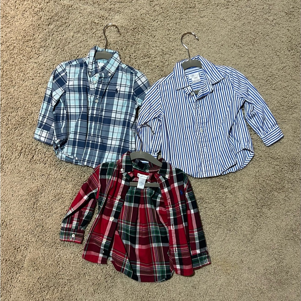 Ralph Lauren Kids Plaid and Striped Shirt Trio